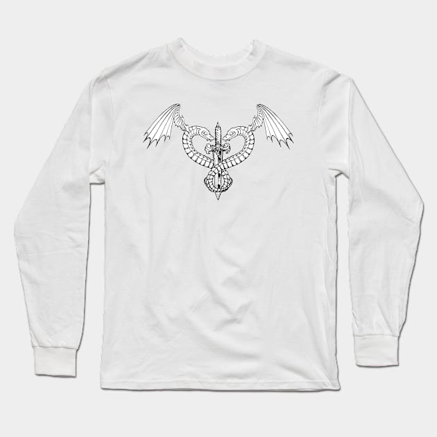 Sword and snakes with wings Long Sleeve T-Shirt by TattooTshirt